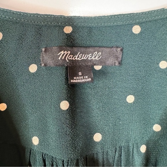 Madewell Dot Wrap Top in Smokey Spruce Size Small - Picture 3 of 5